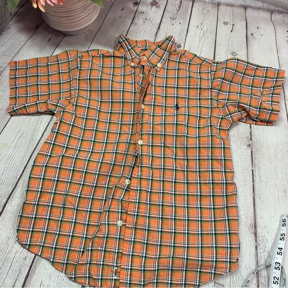 Ralph Lauren Orange and Green Plaid button front Shirt boys sz 6 100% cotton - Picture 1 of 6